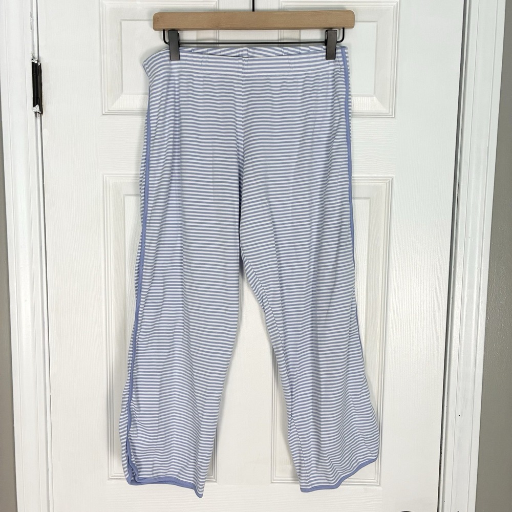 LAKE Pajamas 100% Pima Cotton Long Sleeve Pants Set Hydrangea Striped Medium - Picture 6 of 8
